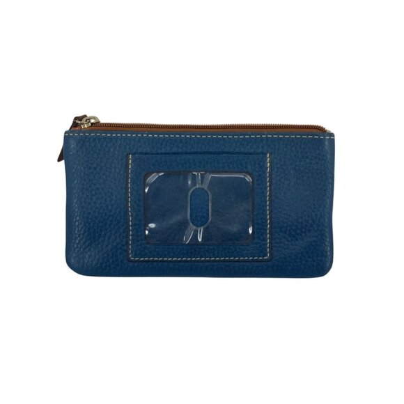 Dooney & Bourke Blue Leather Zip Pouch With ID Window - Picture 3 of 6